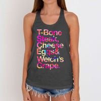 T Bone Steak Cheese Eggs WelchS Grape Women's Knotted Racerback Tank