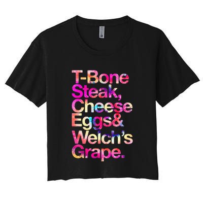 T Bone Steak Cheese Eggs WelchS Grape Crop Top