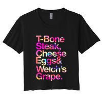 T Bone Steak Cheese Eggs WelchS Grape Crop Top
