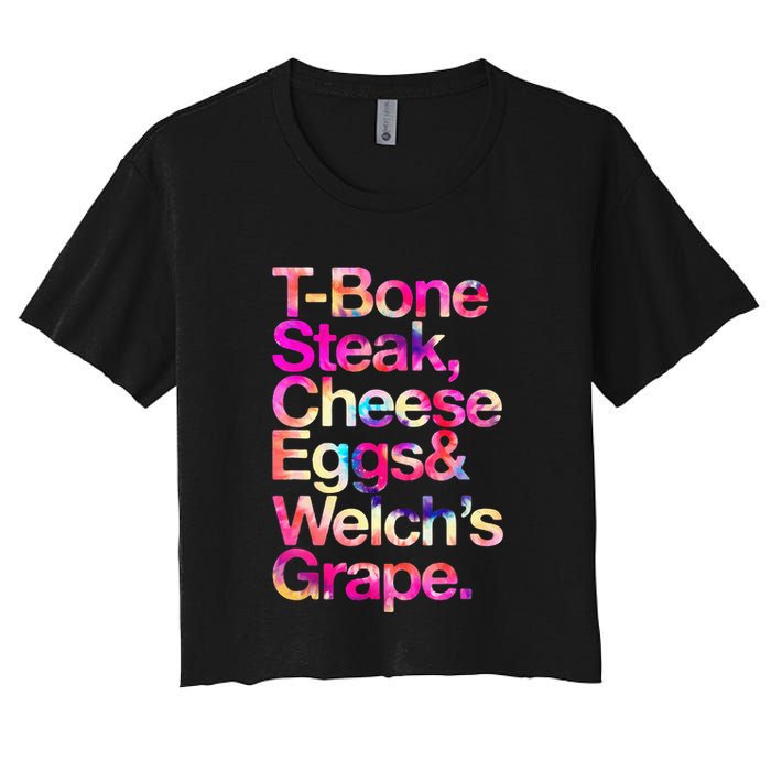 T Bone Steak Cheese Eggs WelchS Grape Crop Top