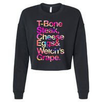 T Bone Steak Cheese Eggs WelchS Grape Cropped Pullover Crew