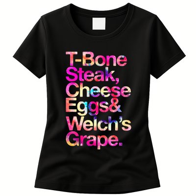 T Bone Steak Cheese Eggs WelchS Grape Womens T-Shirt