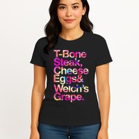 T Bone Steak Cheese Eggs WelchS Grape Womens T-Shirt