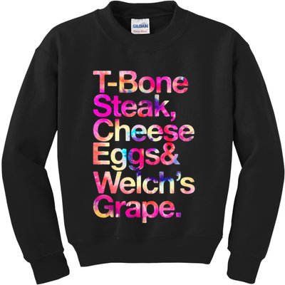 T Bone Steak Cheese Eggs WelchS Grape Kids Sweatshirt