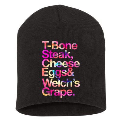 T Bone Steak Cheese Eggs WelchS Grape Short Acrylic Beanie