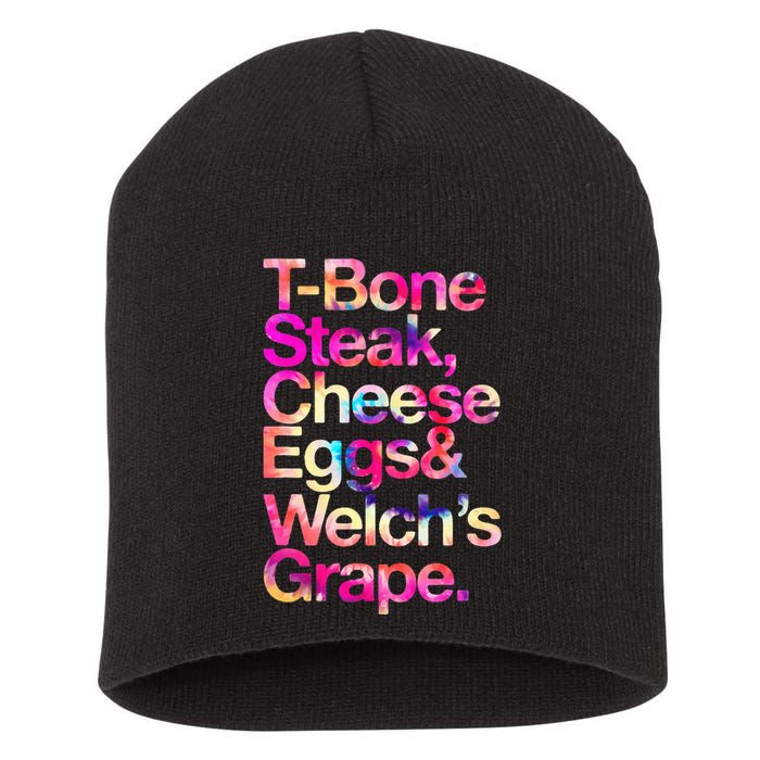 T Bone Steak Cheese Eggs WelchS Grape Short Acrylic Beanie