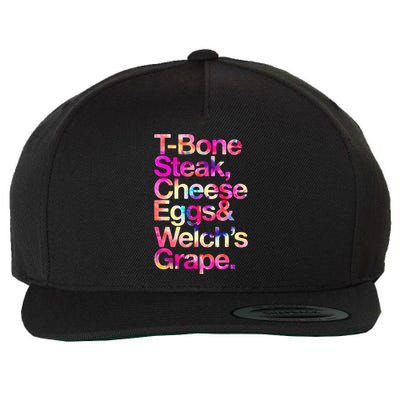 T Bone Steak Cheese Eggs WelchS Grape Wool Snapback Cap