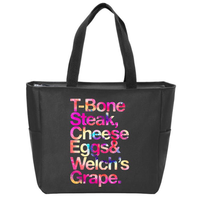 T Bone Steak Cheese Eggs WelchS Grape Zip Tote Bag