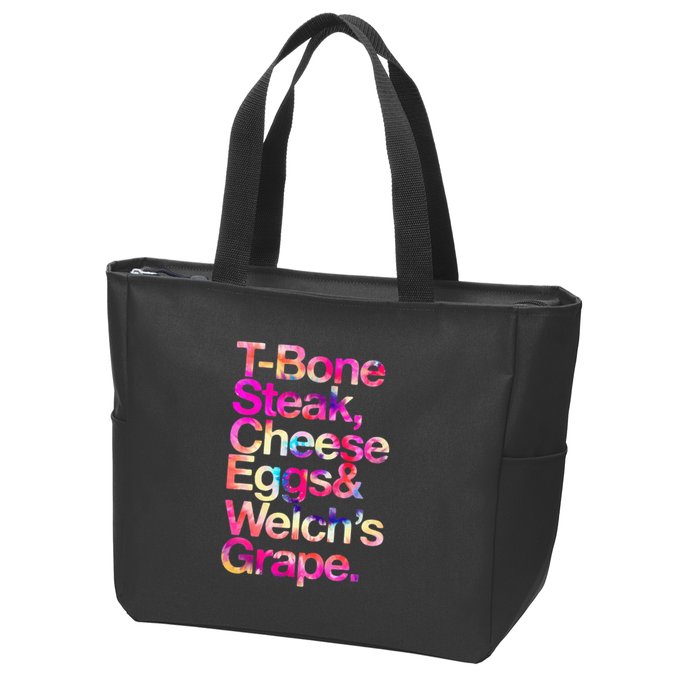 T Bone Steak Cheese Eggs WelchS Grape Zip Tote Bag