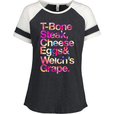 T Bone Steak Cheese Eggs WelchS Grape Enza Ladies Jersey Colorblock Tee