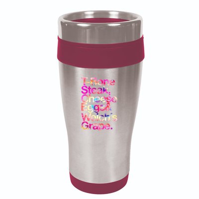 T Bone Steak Cheese Eggs WelchS Grape 16oz Travel Tumbler
