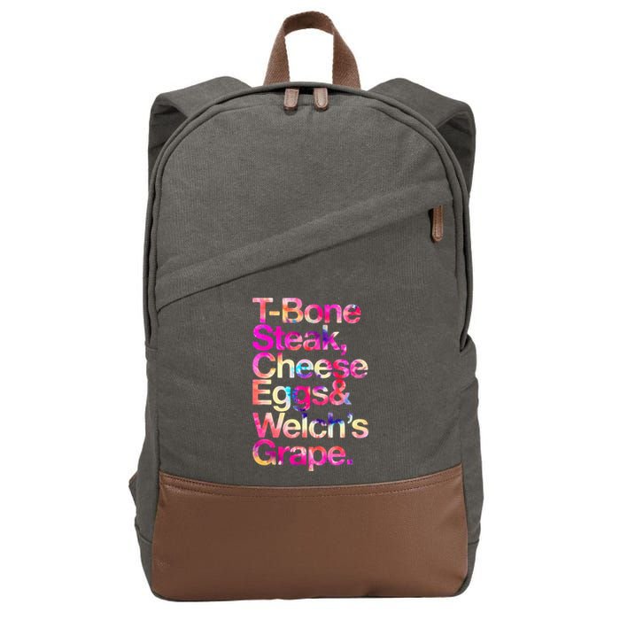 T Bone Steak Cheese Eggs WelchS Grape Cotton Canvas Backpack