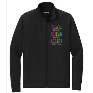 Teach Bravery Spread Kindness Accept Differences Autism Stretch Full-Zip Cadet Jacket