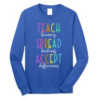 Teach Bravery Spread Kindness Accept Differences Autism Long Sleeve Shirt