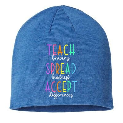 Teach Bravery Spread Kindness Accept Differences Autism Sustainable Beanie