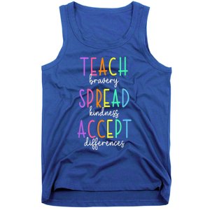 Teach Bravery Spread Kindness Accept Differences Autism Tank Top