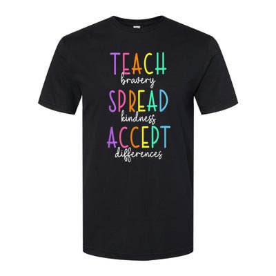 Teach Bravery Spread Kindness Accept Differences Autism Softstyle CVC T-Shirt