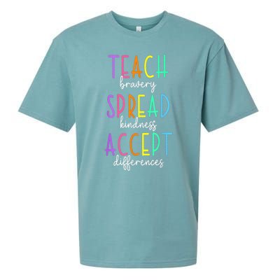 Teach Bravery Spread Kindness Accept Differences Autism Sueded Cloud Jersey T-Shirt