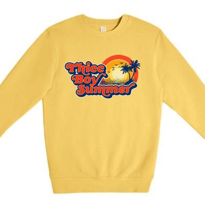 Thicc Boy Summer! Funny Fit2Serve 90s Style Beach Graphic Premium Crewneck Sweatshirt