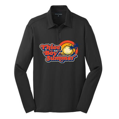 Thicc Boy Summer! Funny Fit2Serve 90s Style Beach Graphic Silk Touch Performance Long Sleeve Polo