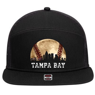 Tampa Bay Skyline City Vintage Baseball Lover 7 Panel Mesh Trucker Snapback Hat