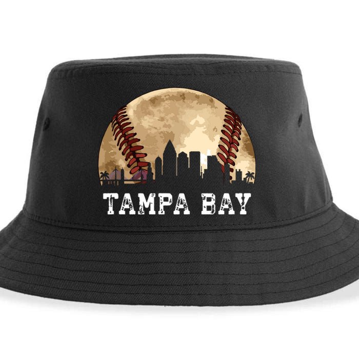 Tampa Bay Skyline City Vintage Baseball Lover Sustainable Bucket Hat