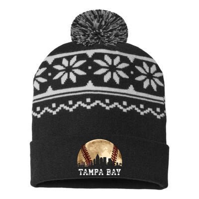 Tampa Bay Skyline City Vintage Baseball Lover USA-Made Snowflake Beanie