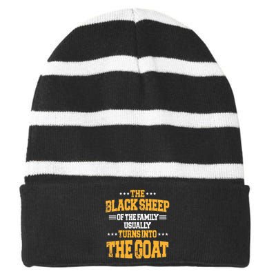 The Black S.H.E.E.P Of The Family Usually Turns Into The Goat Striped Beanie with Solid Band