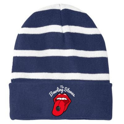 The Bowling Stones Amusing Funny Best Bowling Team Striped Beanie with Solid Band