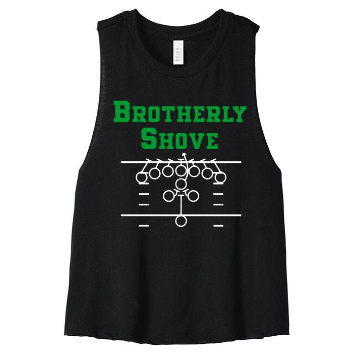 The Brotherly Shove Philadelphia Eagle Football Women's Racerback Cropped Tank