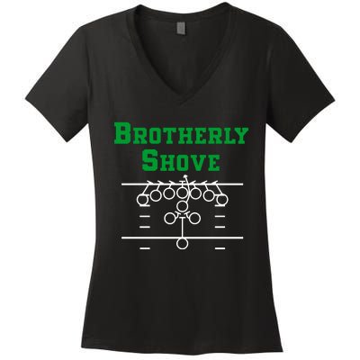 The Brotherly Shove Philadelphia Eagle Football Women's V-Neck T-Shirt