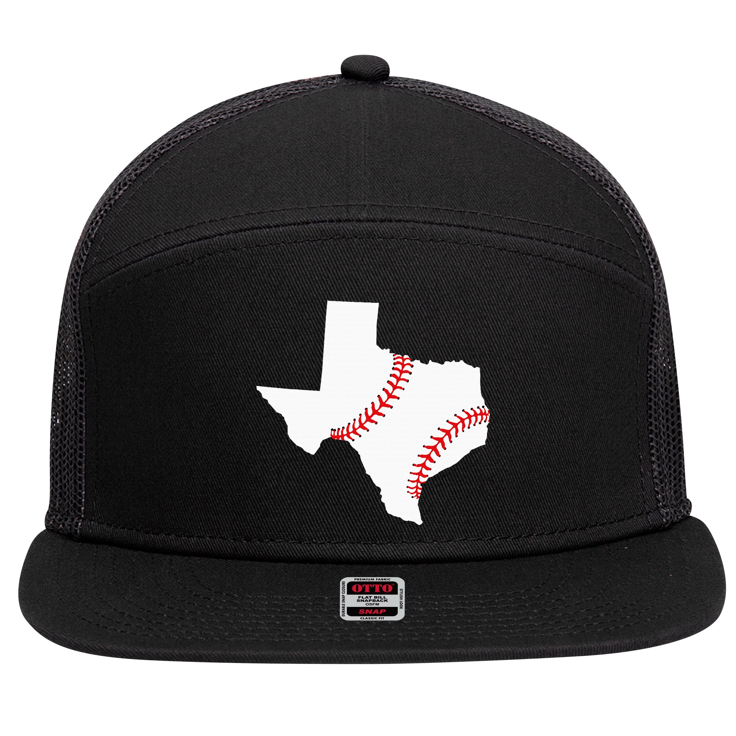 Texas Baseball State Funny Texas Baseball 7 Panel Mesh Trucker Snapback Hat