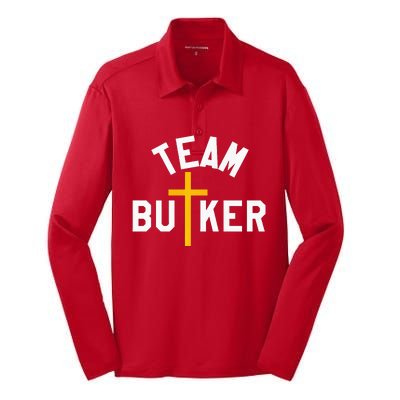 Team Butker Surname Christianity Cross Family Name Silk Touch Performance Long Sleeve Polo