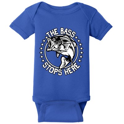 The Bass Stops Here Funny Fisher Fishing Bass Fish Gift Baby Bodysuit