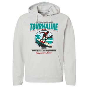 Tourmaline Beach Surfing Park California Performance Fleece Hoodie