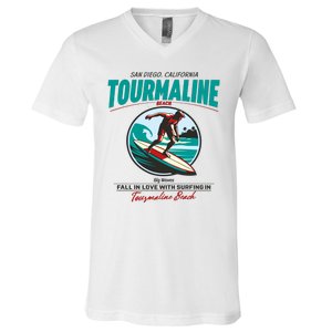 Tourmaline Beach Surfing Park California V-Neck T-Shirt