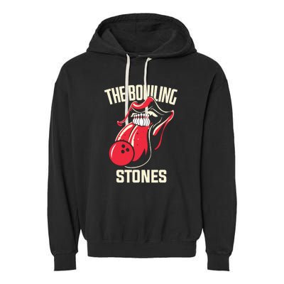 The Bowling Stones Funny Mouth Bowling Garment-Dyed Fleece Hoodie