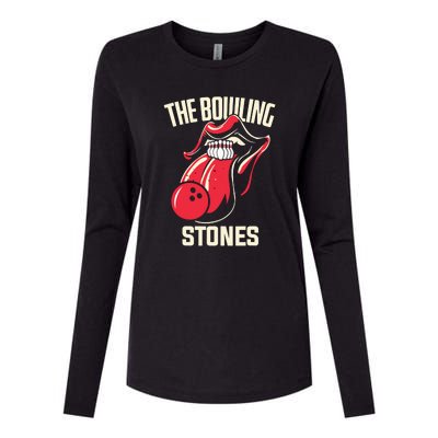 The Bowling Stones Funny Mouth Bowling Womens Cotton Relaxed Long Sleeve T-Shirt