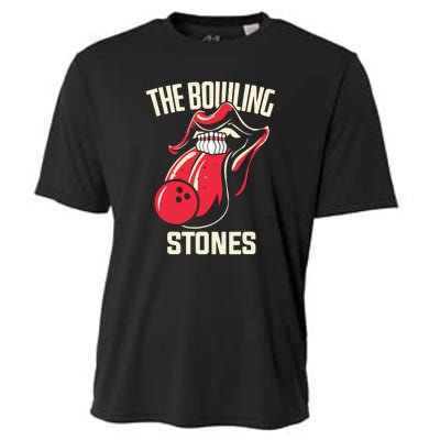 The Bowling Stones Funny Mouth Bowling Cooling Performance Crew T-Shirt