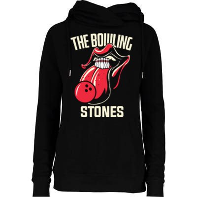 The Bowling Stones Funny Mouth Bowling Womens Funnel Neck Pullover Hood