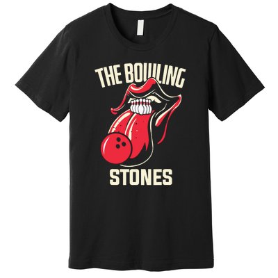 The Bowling Stones Funny Mouth Bowling Premium T-Shirt