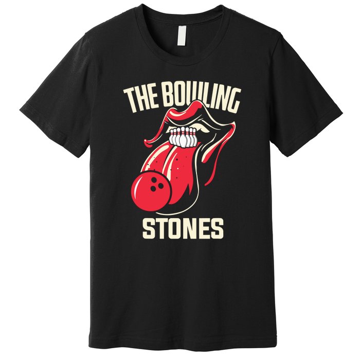 The Bowling Stones Funny Mouth Bowling Premium T-Shirt