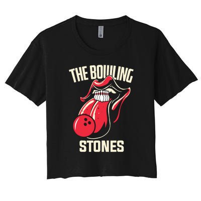 The Bowling Stones Funny Mouth Bowling Women's Crop Top Tee