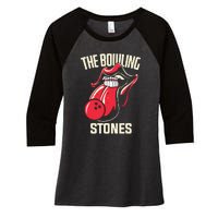 The Bowling Stones Funny Mouth Bowling Women's Tri-Blend 3/4-Sleeve Raglan Shirt