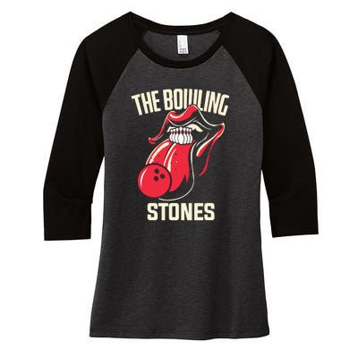 The Bowling Stones Funny Mouth Bowling Women's Tri-Blend 3/4-Sleeve Raglan Shirt