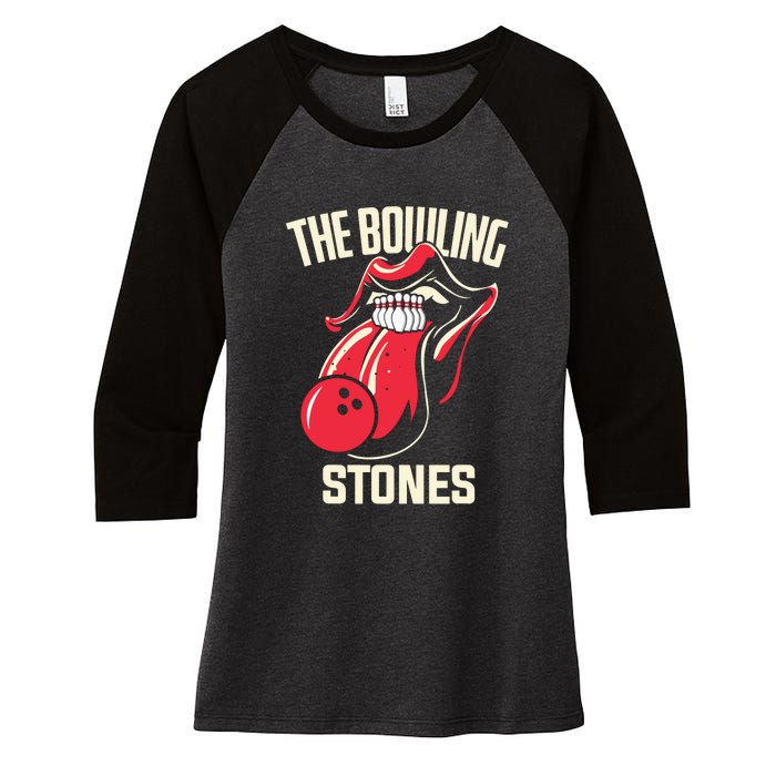 The Bowling Stones Funny Mouth Bowling Women's Tri-Blend 3/4-Sleeve Raglan Shirt