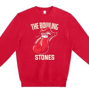 The Bowling Stones Funny Mouth Bowling Premium Crewneck Sweatshirt