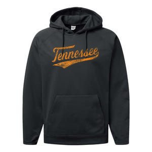 Tennessee Baseball Sports Script Cursive Flag Swoosh Retro Performance Fleece Hoodie