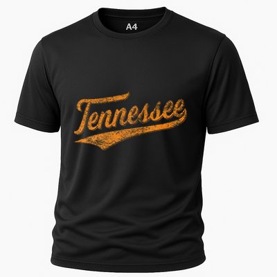 Tennessee Baseball Sports Script Cursive Flag Swoosh Retro Cooling Performance Crew T-Shirt