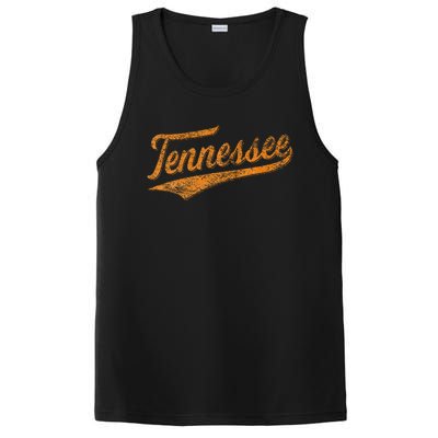 Tennessee Baseball Sports Script Cursive Flag Swoosh Retro PosiCharge Competitor Tank